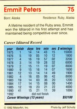 1992 MotorArt Iditarod Sled Dog Race #75 1975 Champion Back